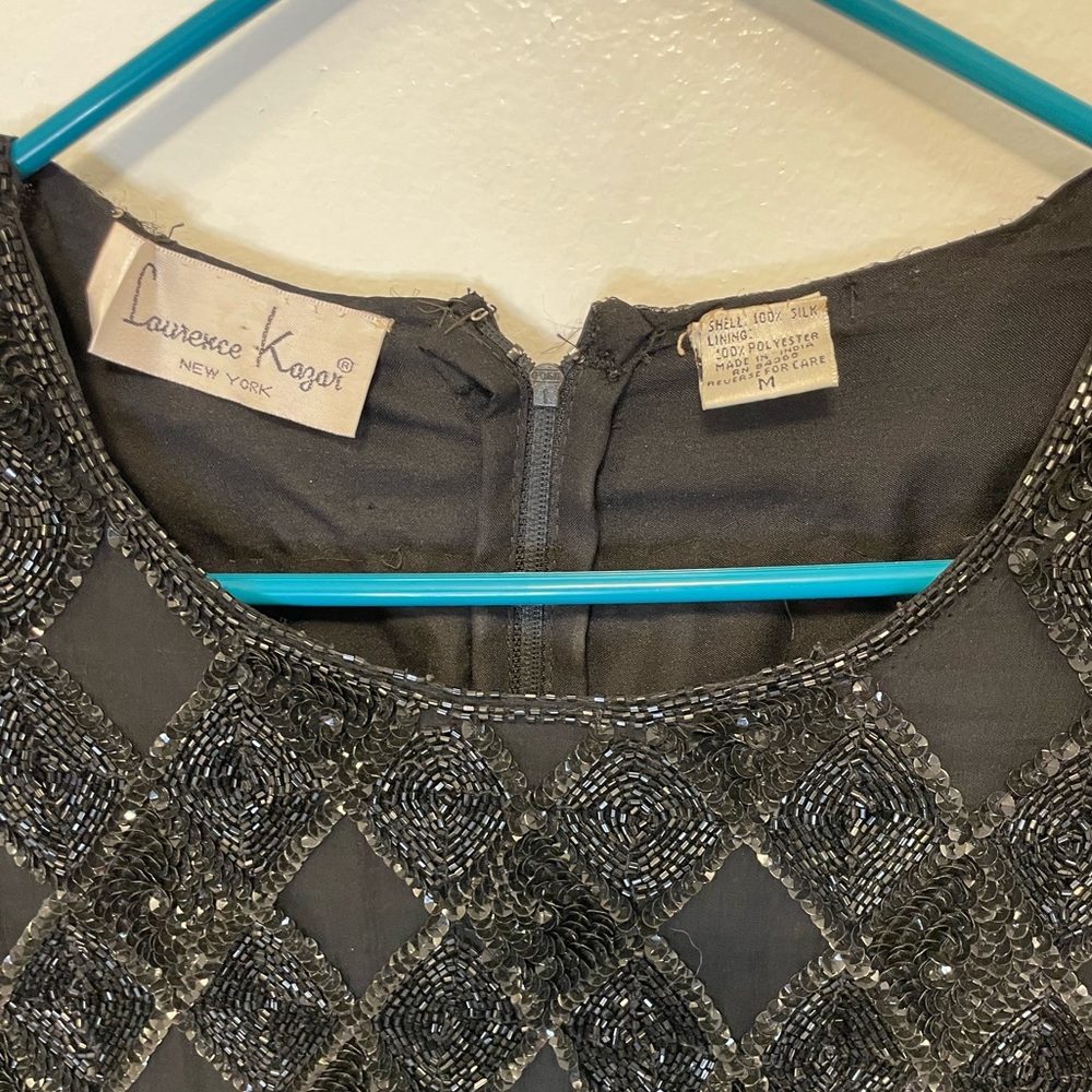 Laurence Kazar vintage 80s beaded black dress in women’s size medium - Picture 2 of 7